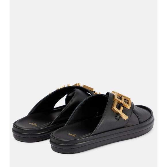 Fendi Logo Leather Sandals - 40.5 - Picture 2 of 6